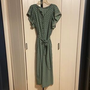 Elegant Green Patterned Women's Jumpsuit